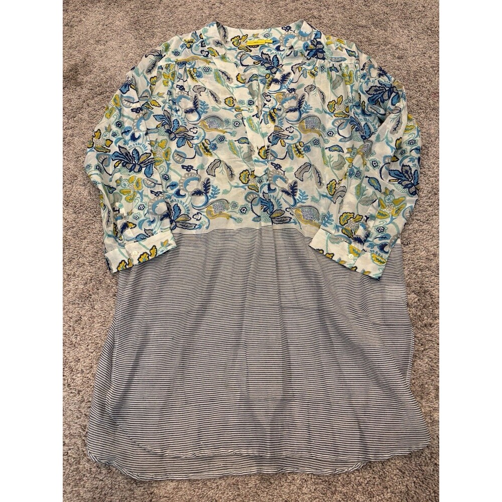Roberta Roller Rabbit Sz S-M 100% Cotton Tunic/kurta Boho Coverup Aqua